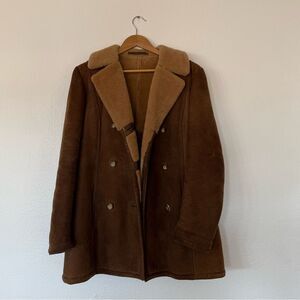Shearling and suede men’s coat